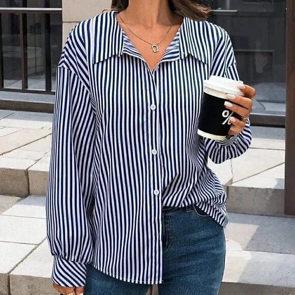 White Casual Women's Metal Button Shirt - Picture 4 of 5